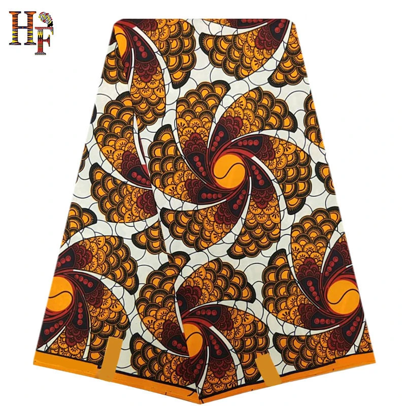 HF Available 100% Polyester African Wax Fabric Printing Wax Fabric with Elegant Flower Patterns