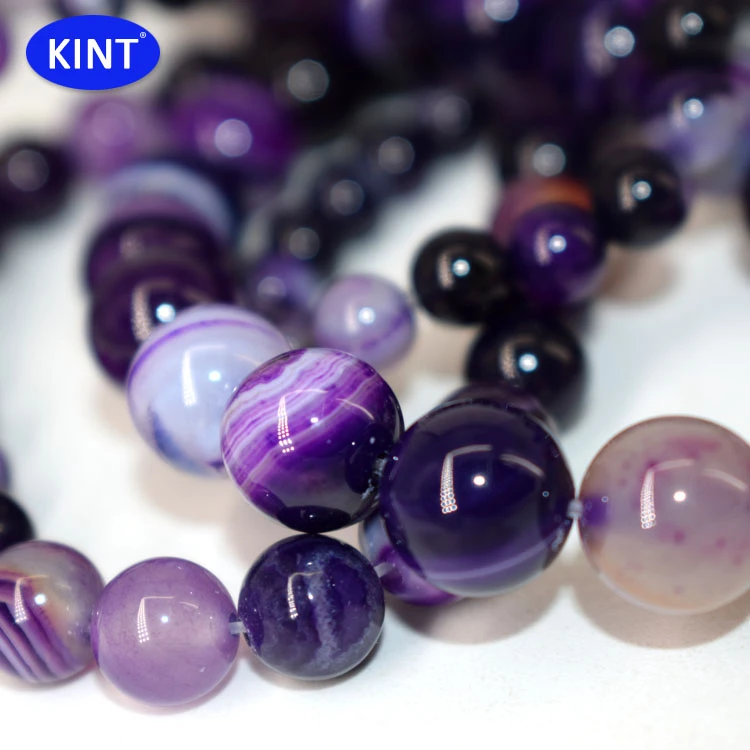 High-end custom crystal purple striped agate loose beads semi-finished products for DIY handmade bracelet necklace accessories