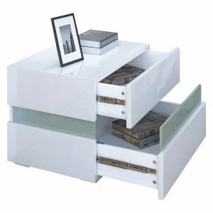 High Gloss Chest of 2 Drawers Bedside Table Cabinets Nightstand Units LED Light
