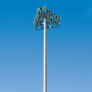 High mast lighting lamp with winch