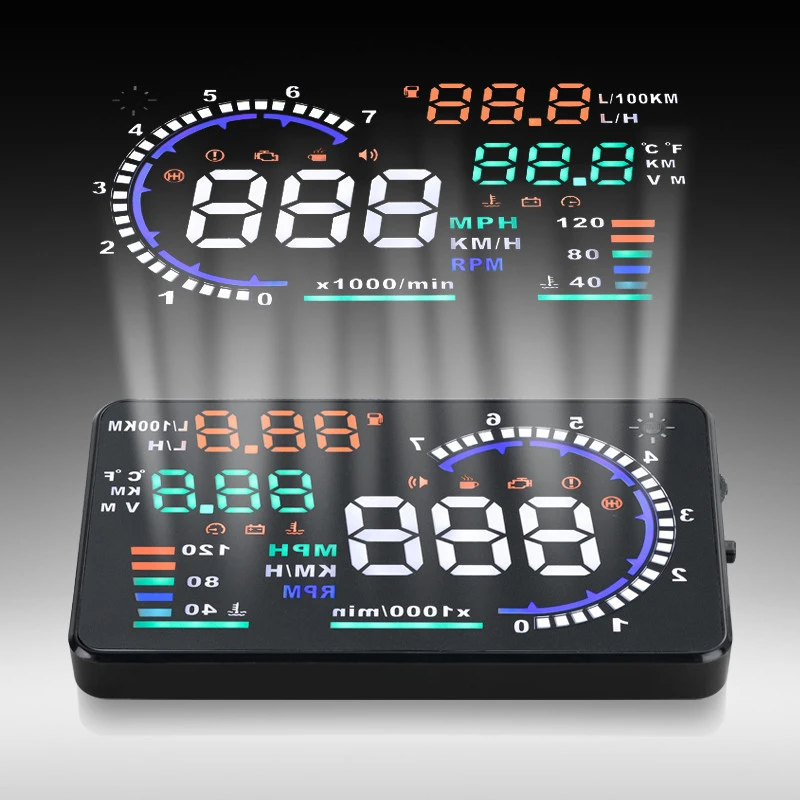 High Quality 5.5 inch Large Screen Caralarms OBD2 Interface Car A8 HUD Head Up Display GPS With Plug &amp; Play A8 with Alarm System