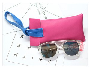 High quality candy color PU glasses pocket bag with wristlet