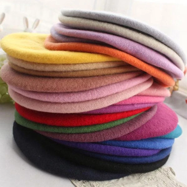 High Quality Custom Embroidered 100% Wool Beret Hat Women Berets For Sale