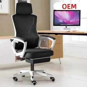 High quality grey soft full mesh ergonomic office chairs with footrest for adult