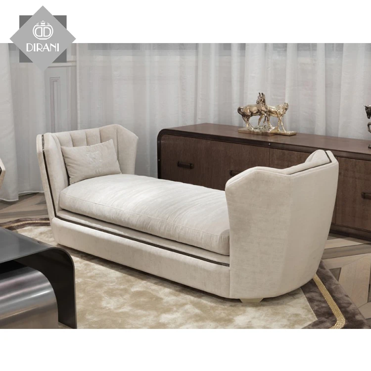 High Quality Modern Fabric Upholstered Scroll Arm Tufting Ottoman Stool Bench Bed End Bench Stool