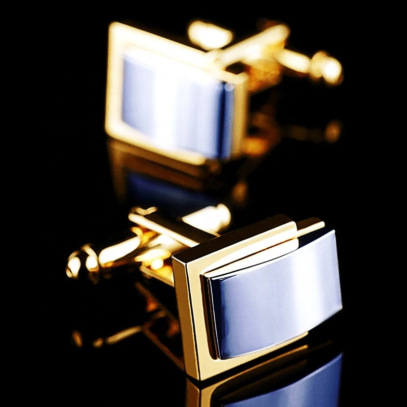 high quality wholesale price jewel classic rectangle gold plated men&#x27;s accessory clip set cuff link suits custom cufflinks