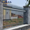High Strength Regular 2.1m Wrought Iron Fence Spear Top Steel Fence with three horizontal rails ALL Customizable