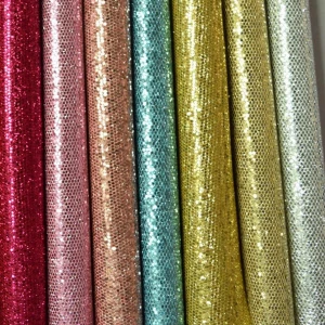 Holographic metallic chunky glitter leather fabric glitter synthetic leather for bags and hairbows clutches