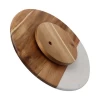 Home decoration acacia wood and marble charcuterie platter cheese board rotatable