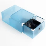 Home Packaging Box Clear PP Plastic Slider Drawer Lady Size Shoe Box With Metal Frame