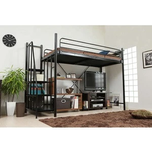 home use metal bunk bed kid bed with study table and slides  lighted head board bunk bed stairs