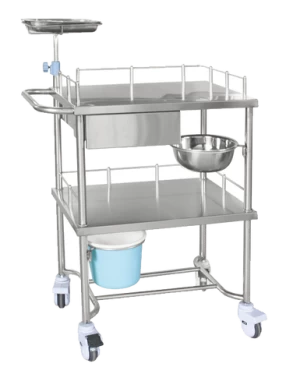 Hospital Instrument Stainless Steel Dressing Trolley Medical Trolley Cart with