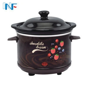 Hot Chocolate melting Pot with Ceramic Insert 0.6QT,cheese fondue pot,Clay Pot Automatic Stew Slow Cooker