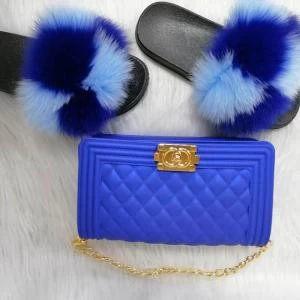 Hot Colorful Ladies Pvc Jelly Beach Shoulder Hand Bags Silicone Candy Color Handbags and Matching Shoes Set for Women