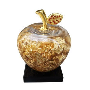 Hot Sale Christmas Gifts Gold Foil Apple Crystal Apple Craft For Decoration