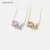 Import Hot sale pink glass letter pendant necklace jewelry gold necklace from China