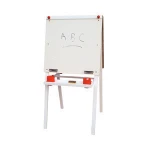 Hot sale Two Sides Wooden art wood Easel stand Toy With Fabric Storage