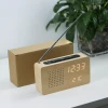Hot Selling Bedroom Table Led Wooden Digital Clock Radio Controlled alarm clock fm radio