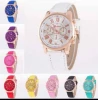 Hot Selling Cheapest Geneva Watch Relogio Feminino Women Quartz Watch Beautiful Design Fashion Pu Band Multi Colors Wome
