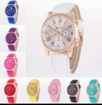 Hot Selling Cheapest Geneva Watch Relogio Feminino Women Quartz Watch Beautiful Design Fashion Pu Band Multi Colors Wome