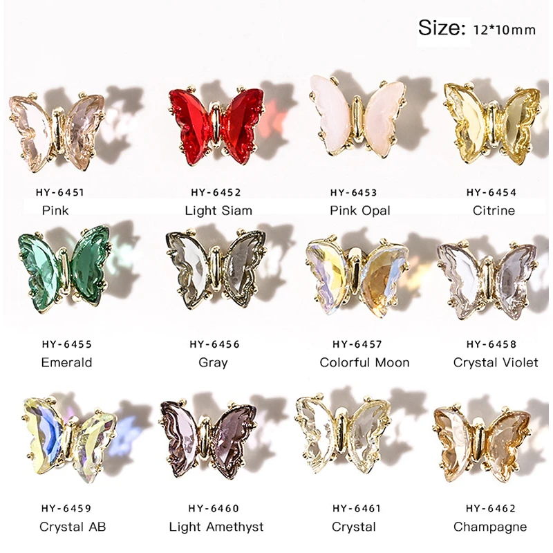 Hot Selling Nail Rotating Butterfly Shape Zircon Nail Art Design Supplies for 3D New Year Christmas Lucky Nail Art Decoration