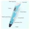 Hot Selling Popular Educational Toy for Kids 3D Drawing Pen with LCD and Colorful Filaments