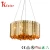 Import Hotel luxury wedding decoration ceiling hanging modern metal round wrought iron gold LED chandelier pendant light from China