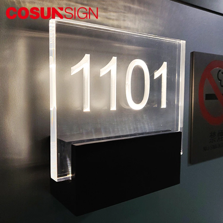 House Number Light Engraved Steel Halo Illumination Sign Clear Acrylic Plaque