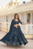 Indian Traditional Faux Blooming Embroidery Work Lehenga Choli Saree Suit High Wedding Wear Net Dupatta Formal Ethnic Parties