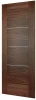 Interior Modern sketch Face North American Walnut Veneer Flush Wood Door With Frosted Glass Insert