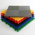 Interlocking plastic floor grid tiles sheets