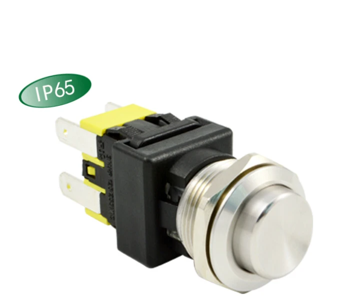 IP65  waterproof PS19 self-locking 15A high current 19mm stainless steel with light metal button switch