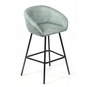 K&amp;B hot sale modern cheap Simple Exquisite Design green Durable Tall metal legs velvet Counter Bar Stool chair with back
