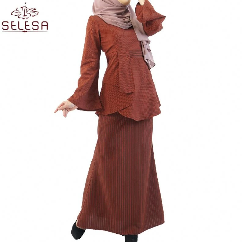 Kancing Melayu  Newest Muslim Women Style Jacquard Muslimah Elegant Long Sleeve  Kaftan Dresses Islamic Clothing Baju Kurung