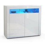 Kitchen Buffet Cabinet,Storage Server Table with 2 Doors and Open Topper Shelf High Gloss LED Sideboard