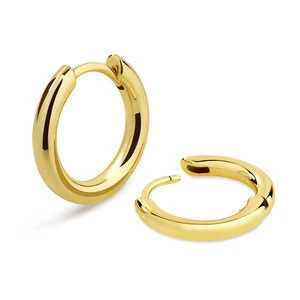 KRKC Fashion Earring Jewelry 12mm 15mm 14k 18k Gold Filled Men Stainless Steel Hoop Earrings for Women