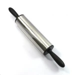 KRP0013 FDA & LFGB stainless steel black plastic rolling pin