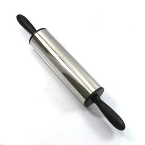 KRP0013 FDA &amp; LFGB stainless steel black plastic rolling pin