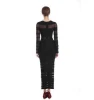 L375 High Reputation Guangzhou Bandage Dress Manufacturer Cheap See Through Black Mesh Evening Dresses 2018