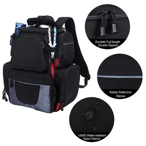 Large Waterproof Tackle Storage  Fishing Tackle Backpack with Protective Rain Cover 4 Trays Tackle Box