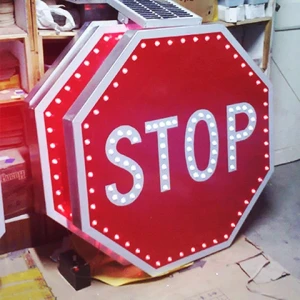 LED solar self-generated light induced road safety sign warning and directional sign diversion sign