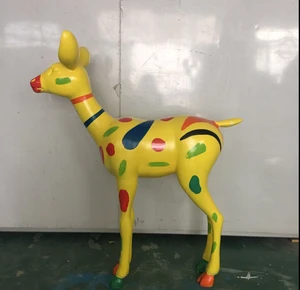 Lifesize Fiberglass Animal Statues Colorful Deer Sculpture