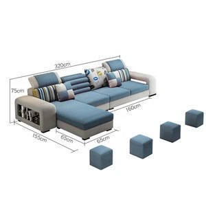 Living Room Furniture Fabric Modern L-shaped Corner Sectional Sofa