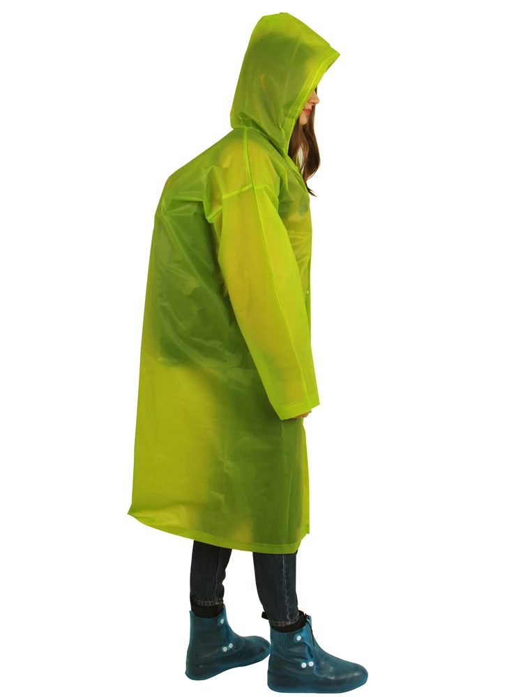 LOGO Printing Outdoor Travelling Rain Poncho With Hood EVA Raincoat