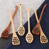 Long Handle Honeycomb Shape Hollow Out Honey Spoon Coffee Stirring Dipper Unique Wooden Honey Stick