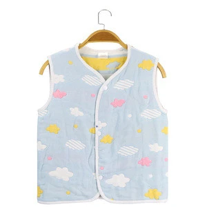 Lovely Pattern 100% cotton baby vest 6 layers gauze baby cloth vest