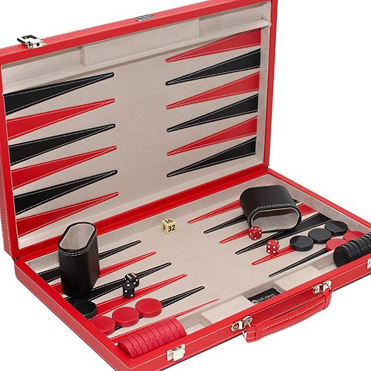 Luxury Travel Game Leather Lucite Backgammon Chess Board Set