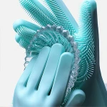 Magic household use silicone hand gloves with brush