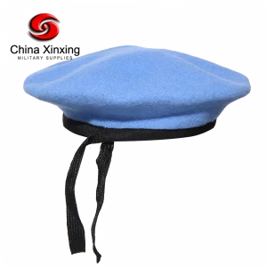Manufacturer 100% wool soft feeling high quality military army beret UN troops sky blue woolen berets