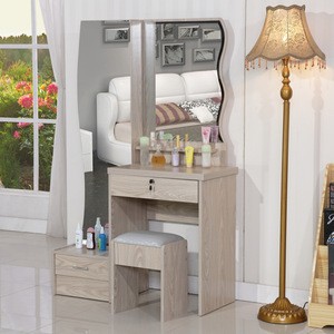 MDF Melamine Dresser with Stool Full-length Mirror
